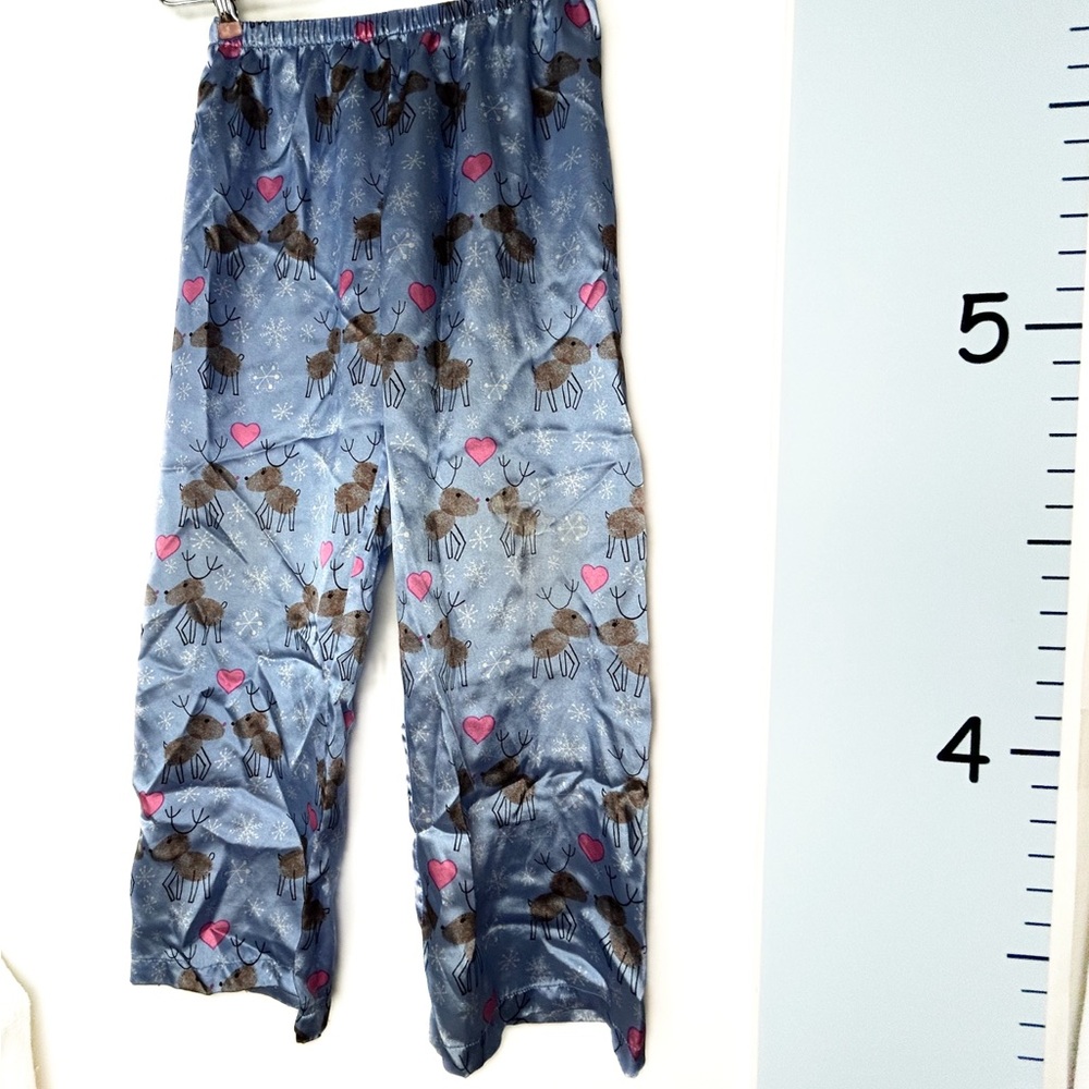American Girl Blue with Reindeers and Hearts Pajama Pants Medium 10/12‎